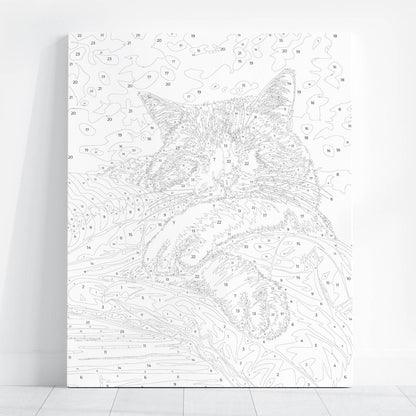 Obraz Po Numerach "Śpiący Kotek" – Malowanie po Numerach, Urok i Ciepło Domowego Zacisza