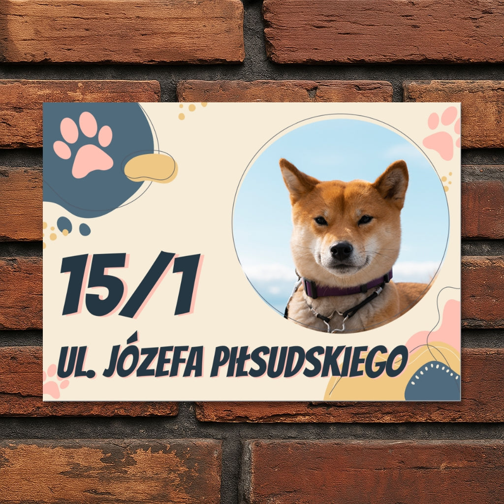 Spersonalizowana Tabliczka z Numerem Domu i Psem