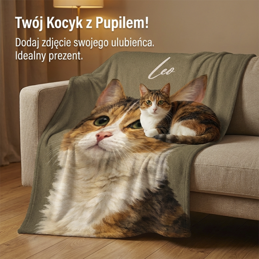 Koc z Własnym Zdjęciem Kota – Personalizowany Prezent na Dzień Kota