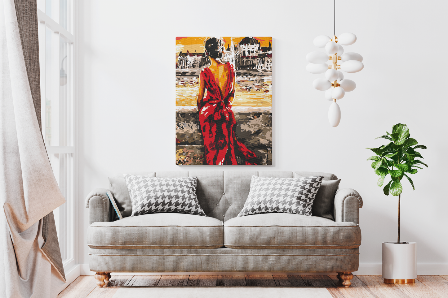 Kobieta w Czerwonej Sukni nad Rzeką