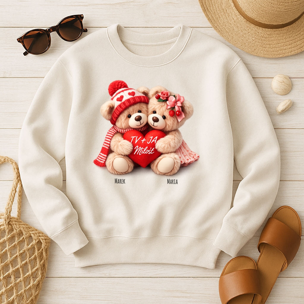 Personalizowana Bluza „Zakochane Misie” z Imionami – Słodki Prezent na Walentynki