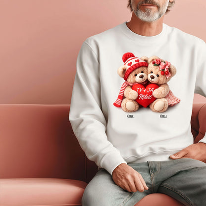 Personalizowana Bluza „Zakochane Misie” z Imionami – Słodki Prezent na Walentynki