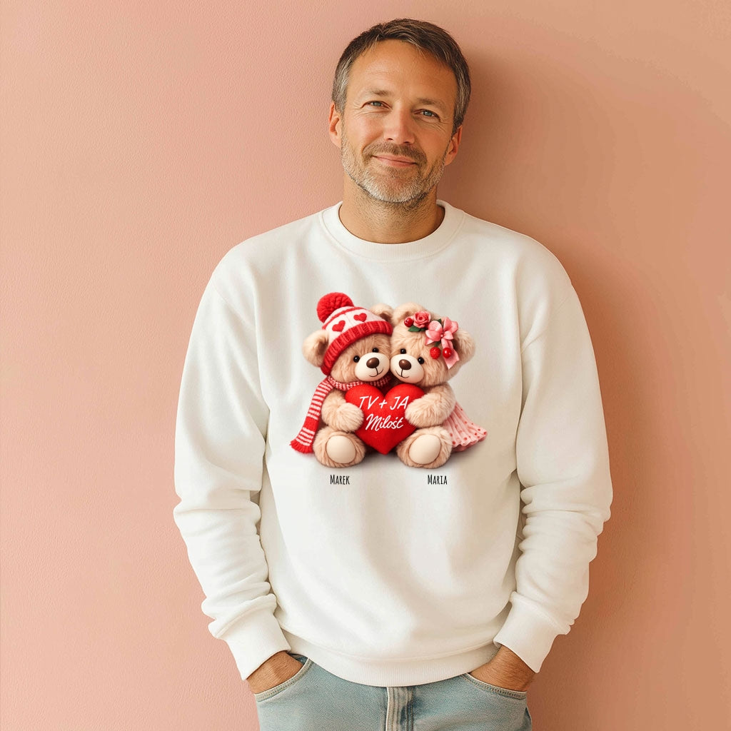 Personalizowana Bluza „Zakochane Misie” z Imionami – Słodki Prezent na Walentynki