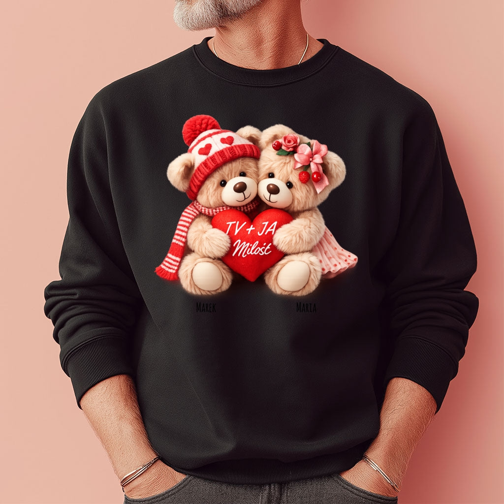 Personalizowana Bluza „Zakochane Misie” z Imionami – Słodki Prezent na Walentynki