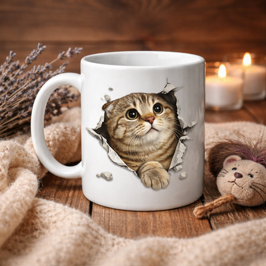 Personalizowany Kubek 3D – Kot lub Pies Przebijający Ścianę. Dodaj Wasze Imiona! 🐾
