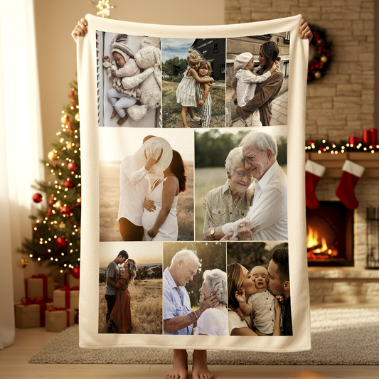 Personalizowany Koc ze Zdjęciami – Rodzinny Kolaż, Wyjątkowy Prezent na Święta i Cały Rok