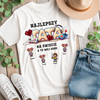 Koszulka: Najlepszy Tata Na Świecie – A To Mój Gang – Personalizowana z Imionami!