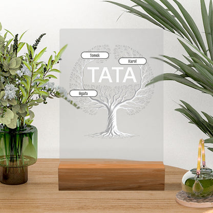 Personalizowana Lampa LED „TATA” – Drzewo Rodzinne z Imionami Dzieci