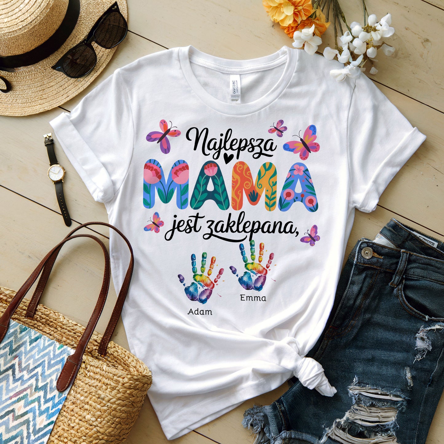 Koszulka Najlepsza Mama Jest Zaklepana – Personalizowana z Imionami Dzieci