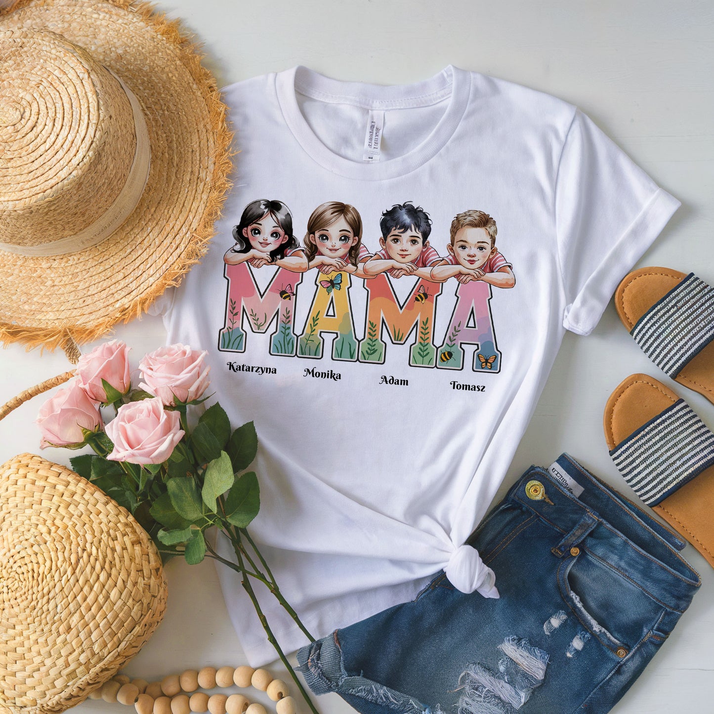 Koszulka damska „Wybrana przez Miłość, Nazywana Mamą” – Personalizowana