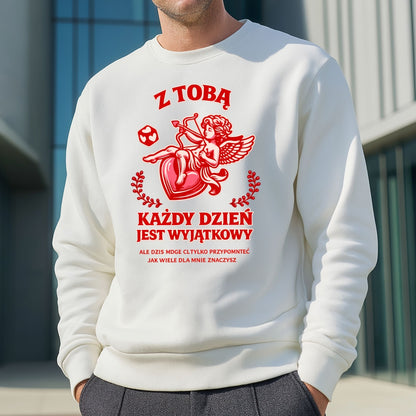 Bluza na Walentynki dla Par – z Tobą Każdy Dzień Jest Wyjątkowy, Prezent z Amorkiem