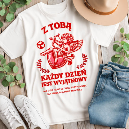 Bluza na Walentynki dla Par – z Tobą Każdy Dzień Jest Wyjątkowy, Prezent z Amorkiem
