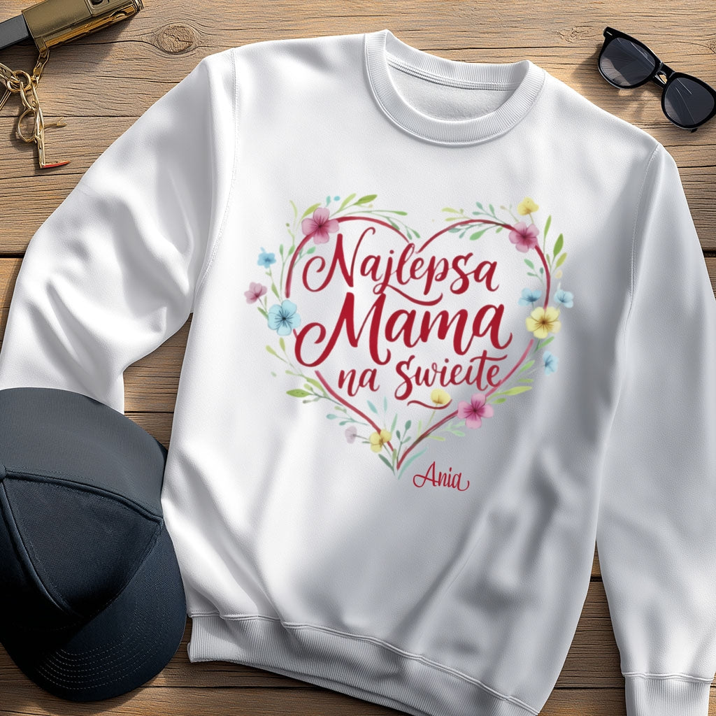 Personalizowana koszulka dla Mamy „Najlepsza Mama na świecie” z imieniem – prezent na Dzień Matki