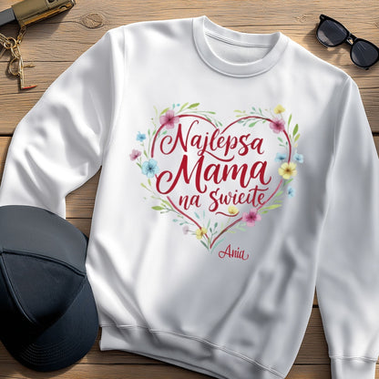 Personalizowana koszulka dla Mamy „Najlepsza Mama na świecie” z imieniem – prezent na Dzień Matki
