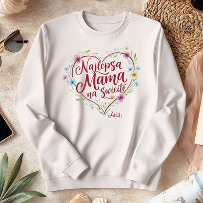 Personalizowana koszulka dla Mamy „Najlepsza Mama na świecie” z imieniem – prezent na Dzień Matki