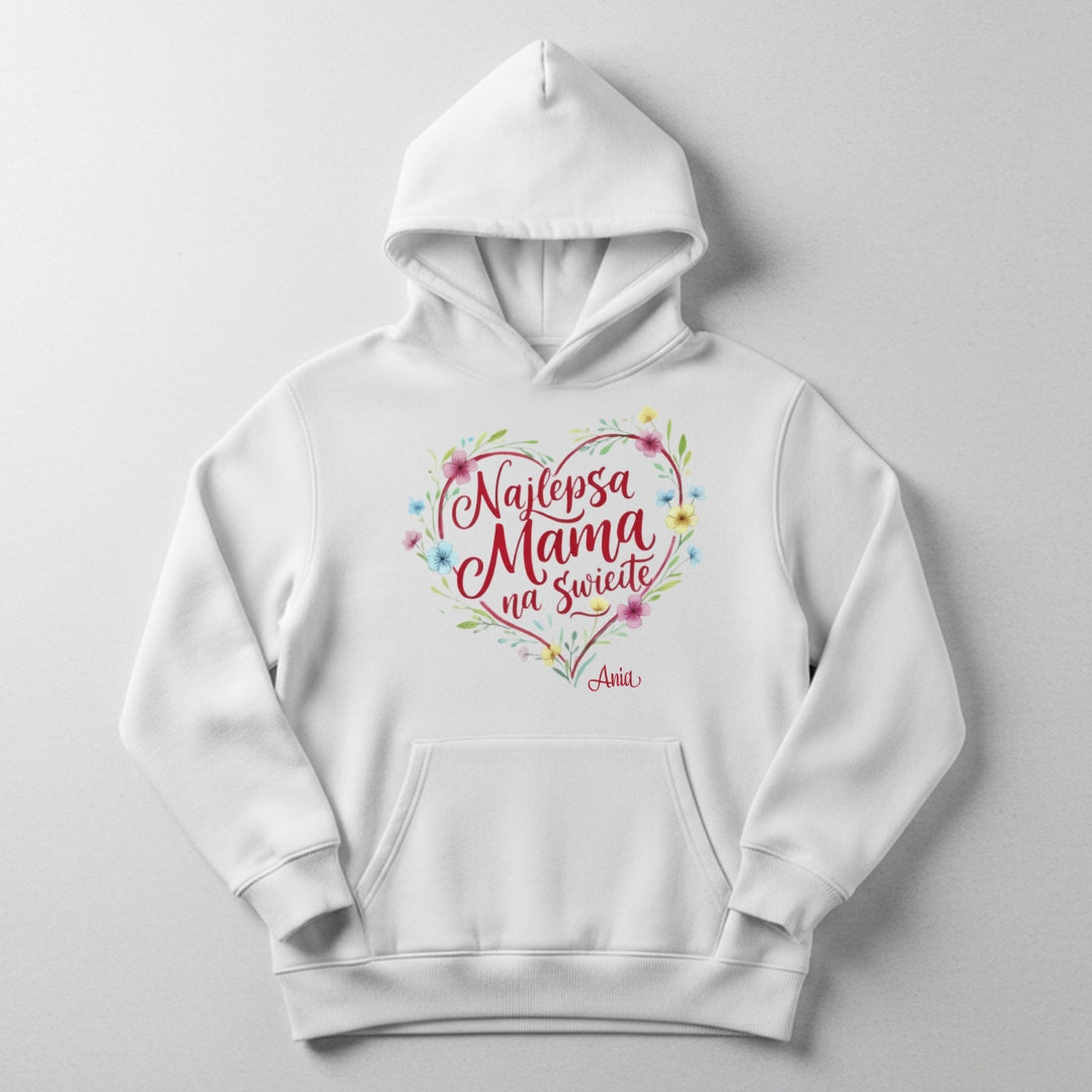 Personalizowana koszulka dla Mamy „Najlepsza Mama na świecie” z imieniem – prezent na Dzień Matki
