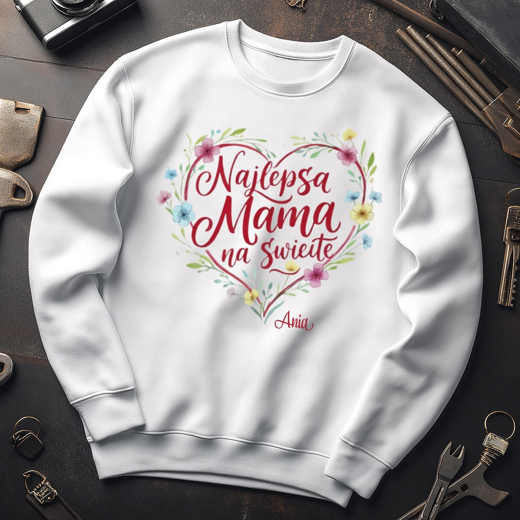 Personalizowana koszulka dla Mamy „Najlepsza Mama na świecie” z imieniem – prezent na Dzień Matki