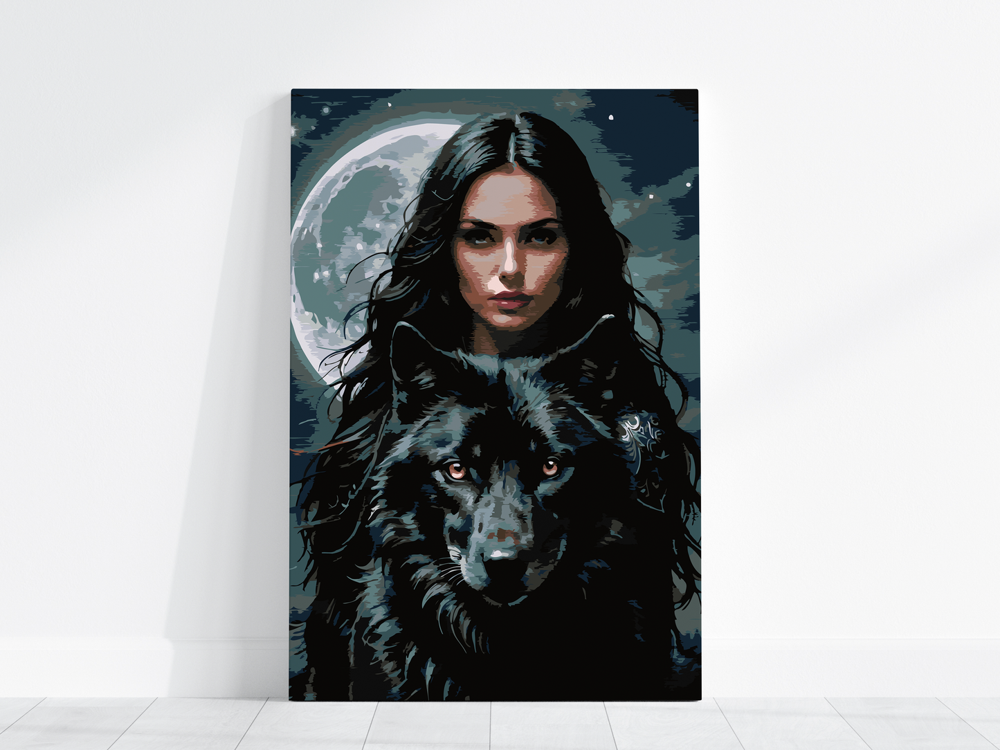 MALOWANIE PO NUMERACH Kobieta i Wilk