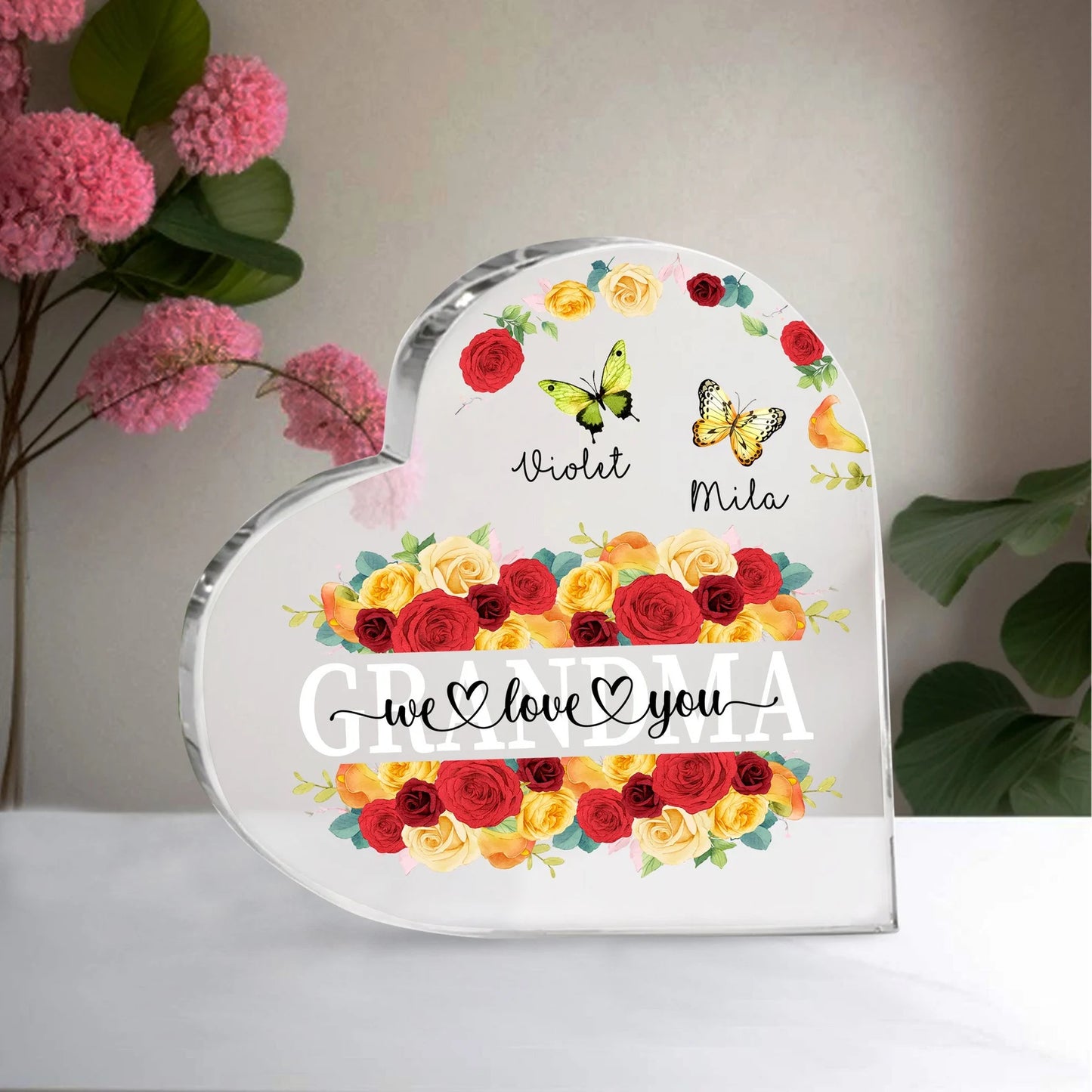 Spersonalizowany akrylowy stojak w kształcie serca