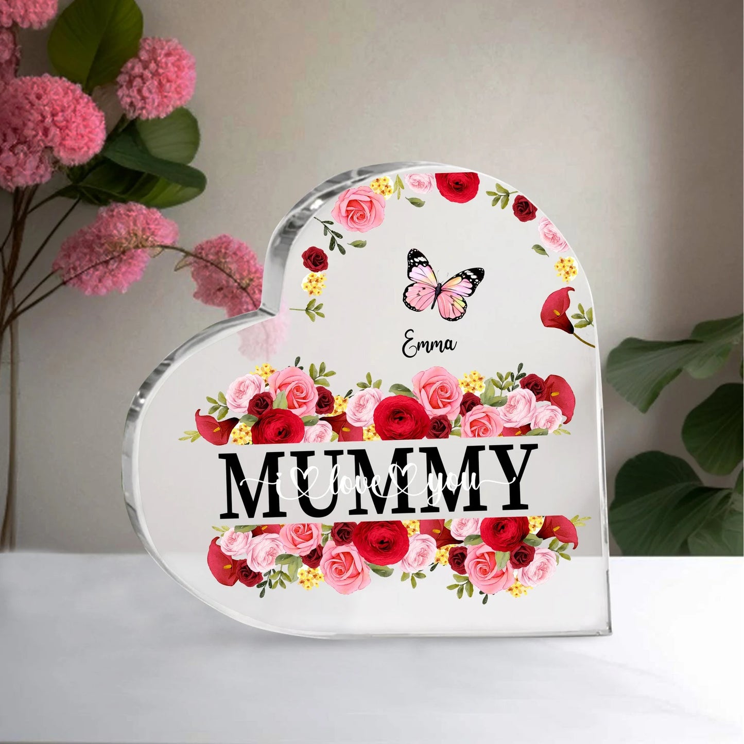 Spersonalizowany akrylowy stojak w kształcie serca