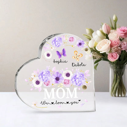 Spersonalizowany akrylowy prezent w kształcie serca dla babci lub mamy