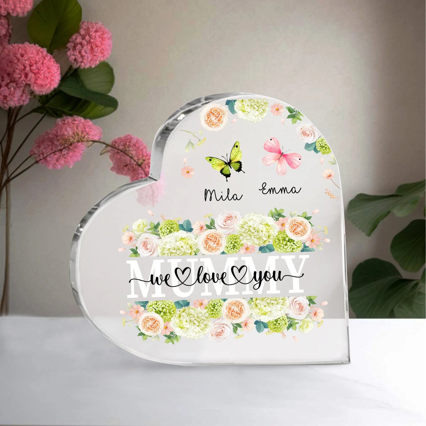 Spersonalizowany akrylowy stojak w kształcie serca