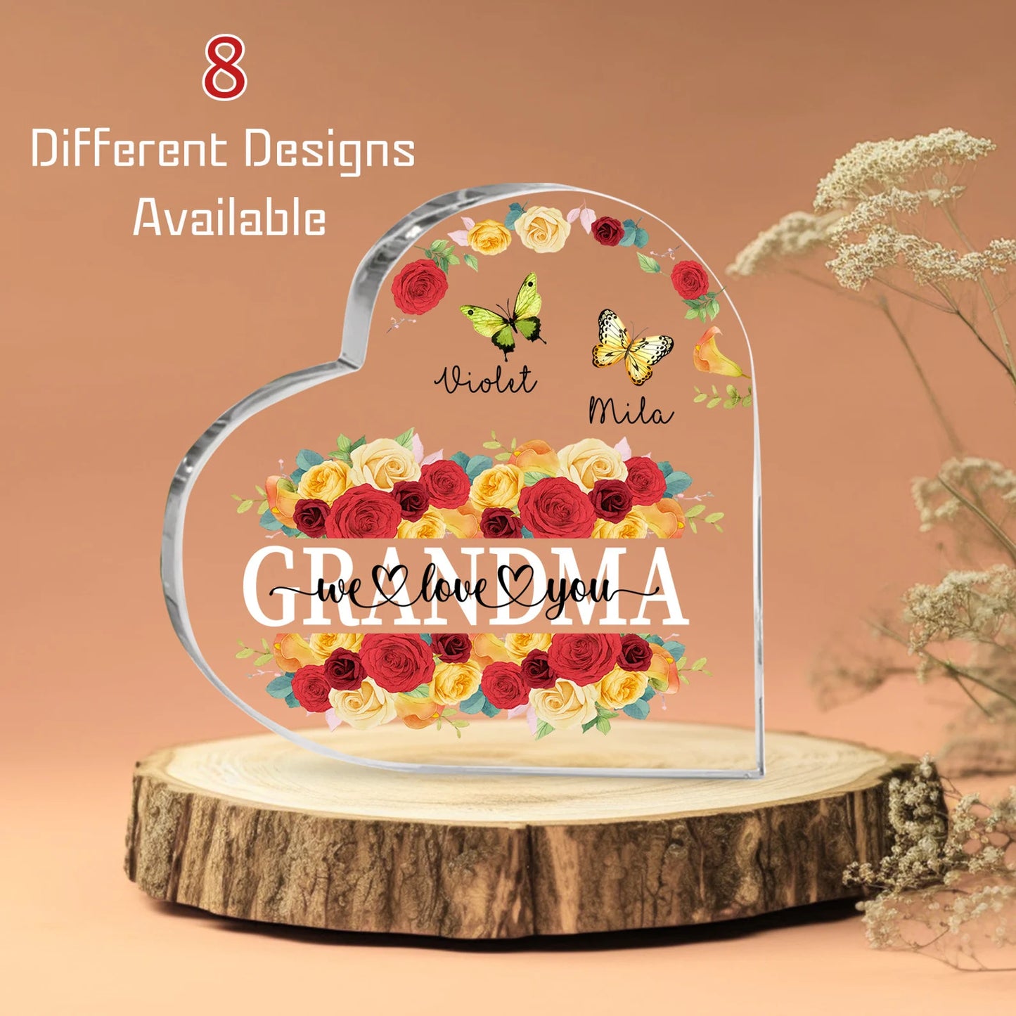 Spersonalizowany akrylowy stojak w kształcie serca