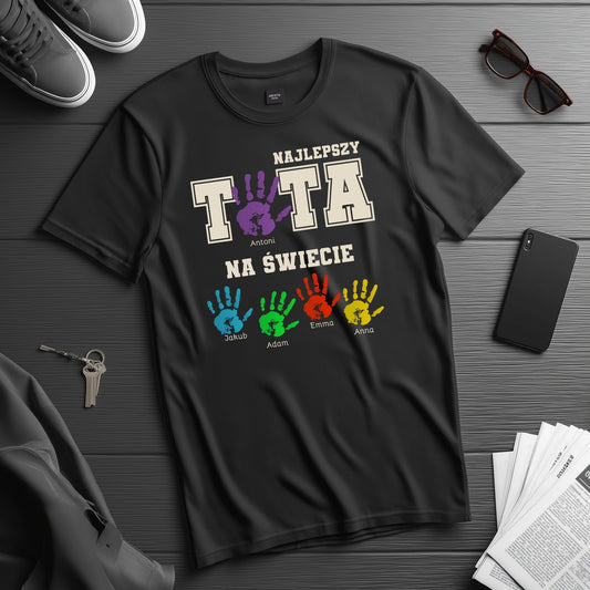 Personalizowana Koszulka Najlepszy Tata Na Świecie z Imionami Dzieci