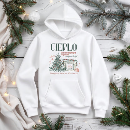 Personalizowana Bluza Świąteczna z Kominkiem i Choinką – Ciepło Domowego Ogniska