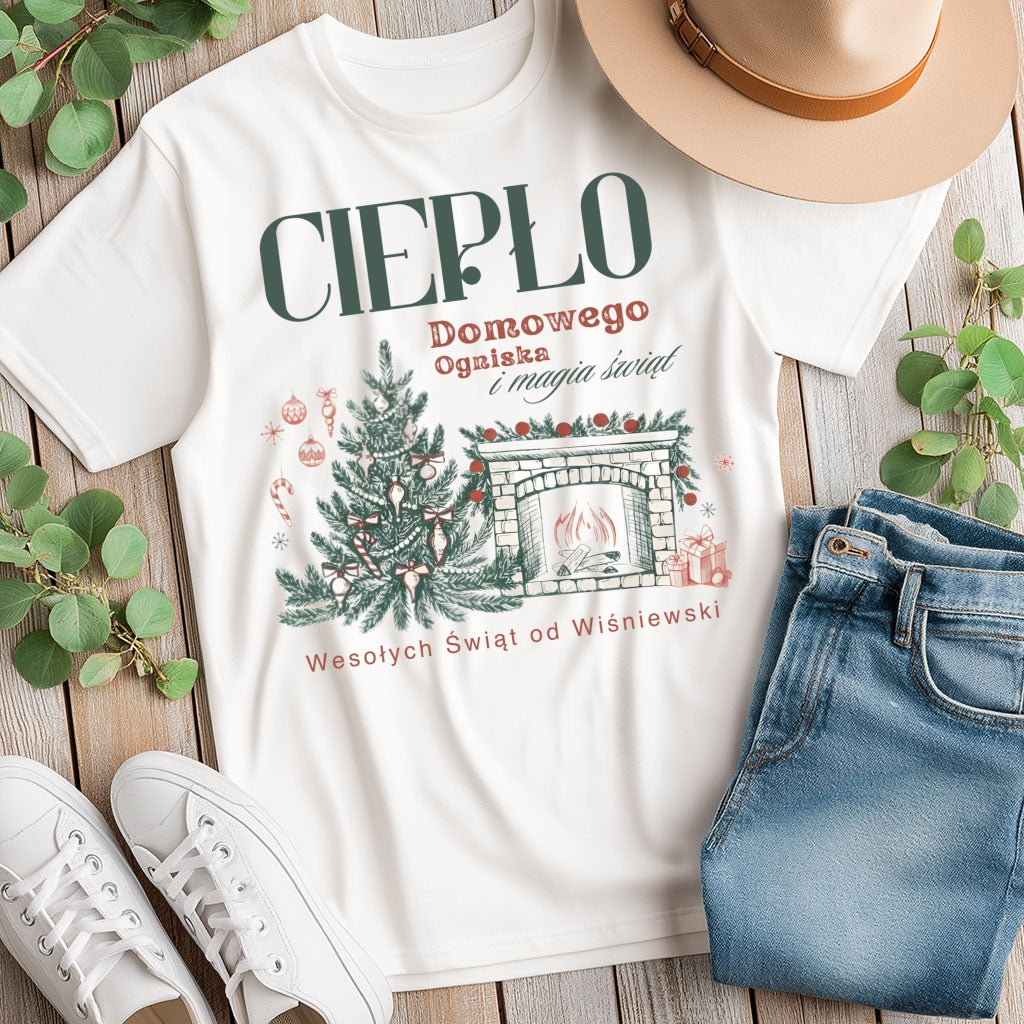 Personalizowana Bluza Świąteczna z Kominkiem i Choinką – Ciepło Domowego Ogniska