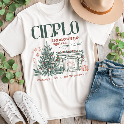 Personalizowana Bluza Świąteczna z Kominkiem i Choinką – Ciepło Domowego Ogniska