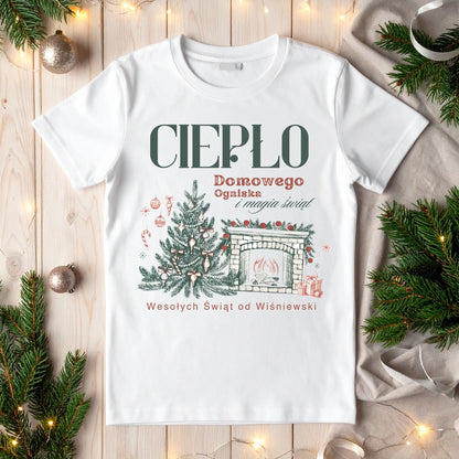 Personalizowana Bluza Świąteczna z Kominkiem i Choinką – Ciepło Domowego Ogniska