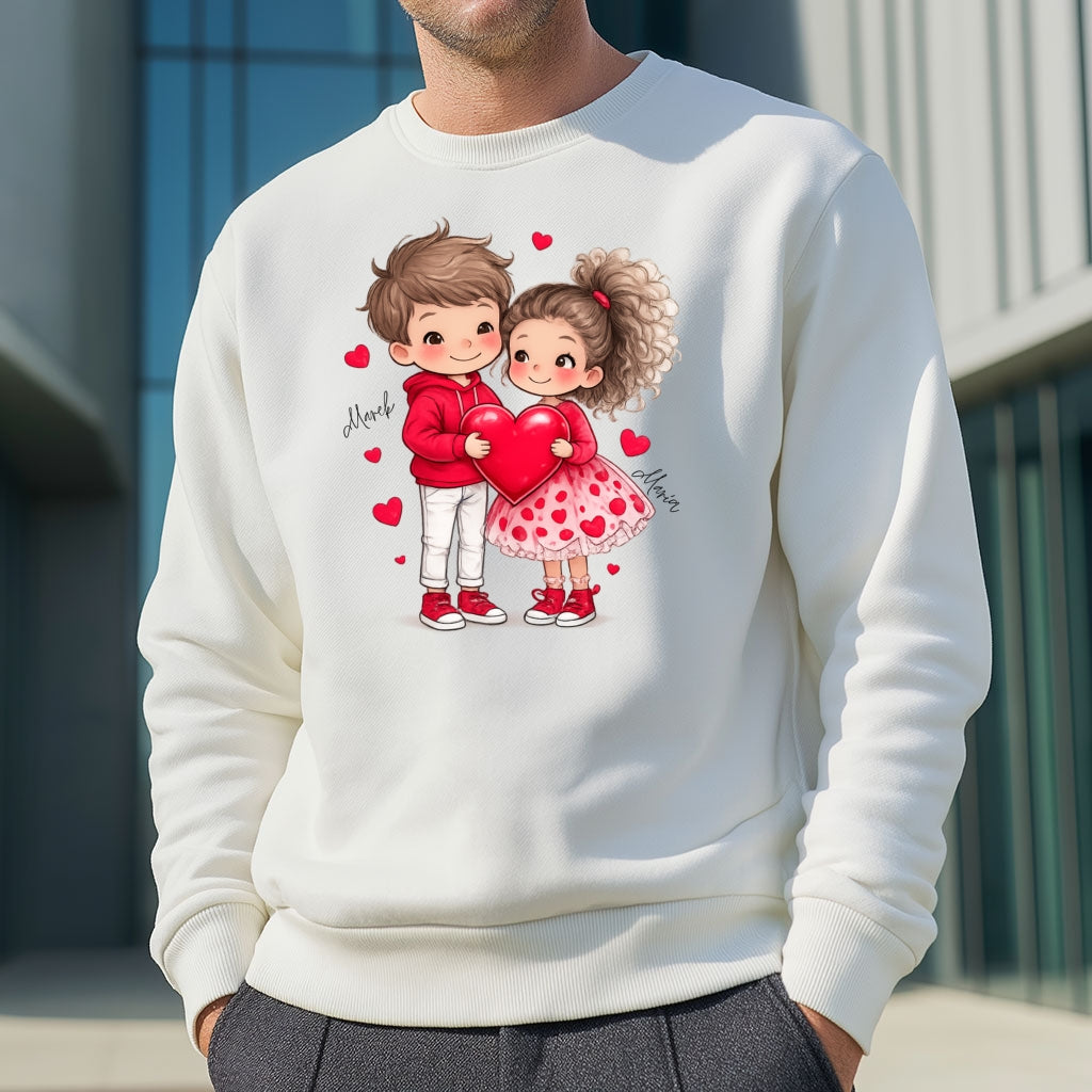 Personalizowana Bluza na Walentynki – Słodka Zakochana Para + Wasze Imiona, Romantyczny Prezent dla Niej