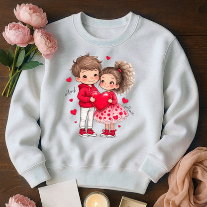 Personalizowana Bluza na Walentynki – Słodka Zakochana Para + Wasze Imiona, Romantyczny Prezent dla Niej