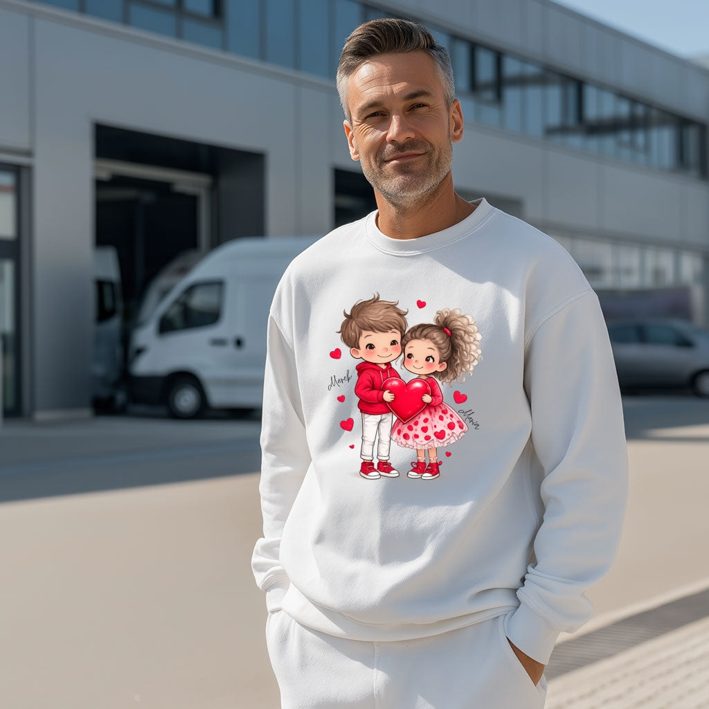 Personalizowana Bluza na Walentynki – Słodka Zakochana Para + Wasze Imiona, Romantyczny Prezent dla Niej