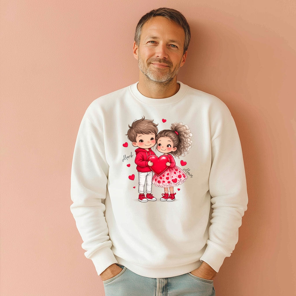 Personalizowana Bluza na Walentynki – Słodka Zakochana Para + Wasze Imiona, Romantyczny Prezent dla Niej