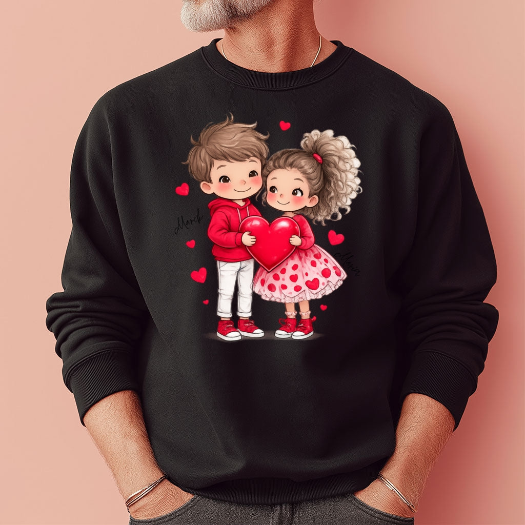 Personalizowana Bluza na Walentynki – Słodka Zakochana Para + Wasze Imiona, Romantyczny Prezent dla Niej