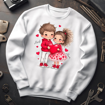 Personalizowana Bluza na Walentynki – Słodka Zakochana Para + Wasze Imiona, Romantyczny Prezent dla Niej
