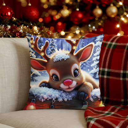 Zimowa Poduszka Dekoracyjna z Reniferkiem dla Dzieci i Dorosłych