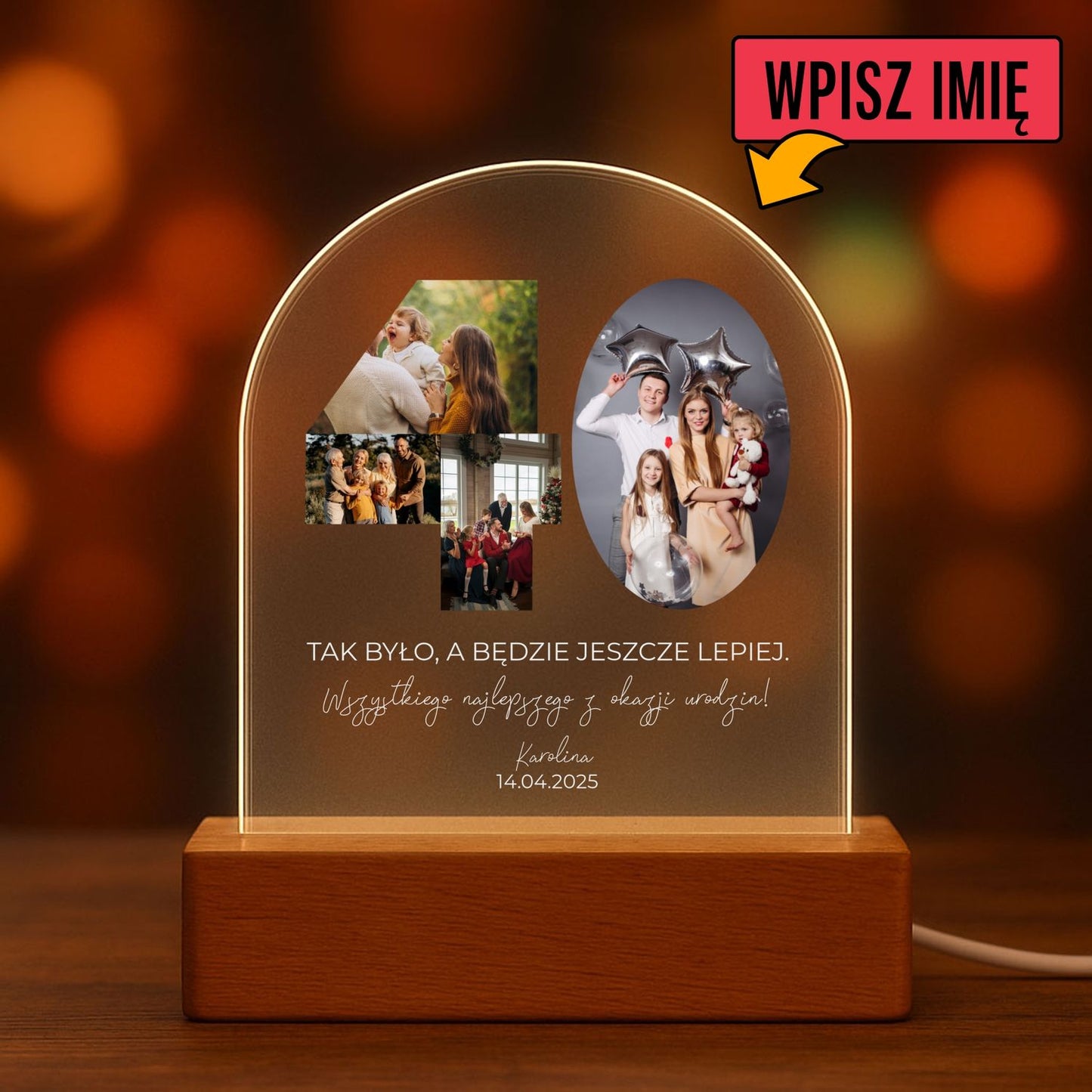 Spersonalizowane szkło z podświetleniem na rocznicę - Tak było, a będzie jeszcze lepiej