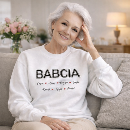 Personalizowany Prezent dla Babci „BABCIA” z Imionami Bliskich, Idealny na Dzień Babci