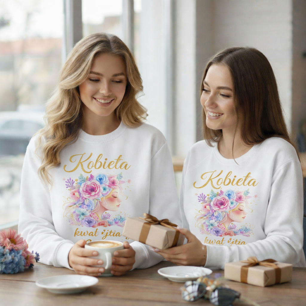 Personalizowana bluza „Kobieta – Kwiat Życia” z imieniem – koszulka damska – elegancki prezent dla kobiety