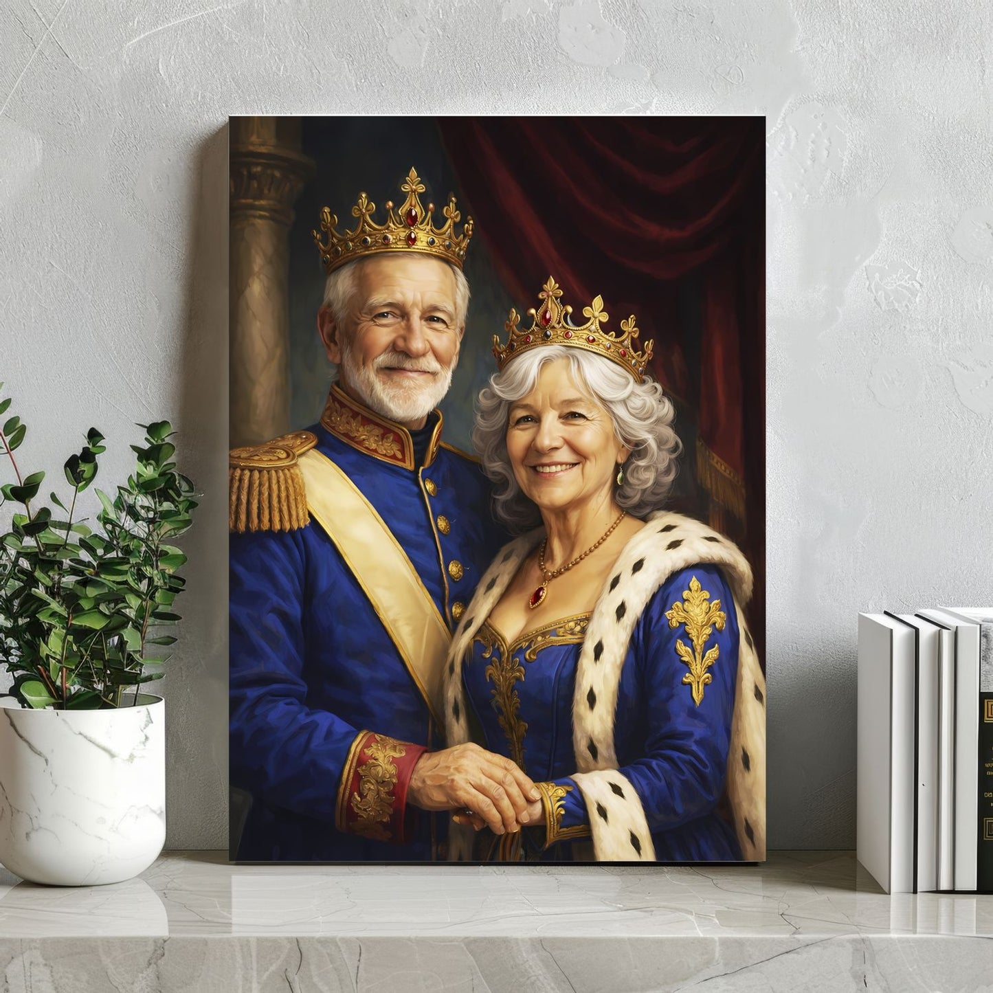 Personalizowany Portret Królewski ze Zdjęcia - Zamień Swoje Zdjęcie w Króla i Królową, Obraz na Płótnie