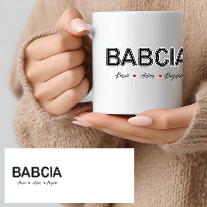 Personalizowany Kubek dla Babci z Imionami, Wyjątkowy Prezent na Dzień Babci, 11 oz