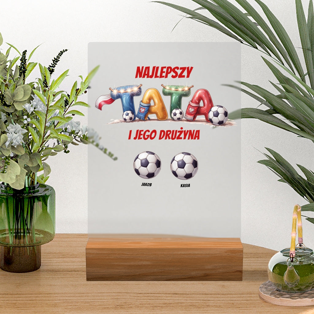 Lampa LED Tata i Jego Drużyna – Personalizowany Prezent z Imionami Dzieci
