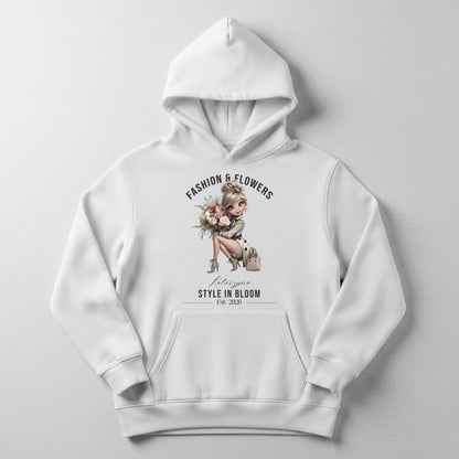Personalizowana Bluza "Style in Bloom" – Twoje Imię i Rok, Fashion & Flowers Retro Design, Wyjątkowy Prezent dla Niej