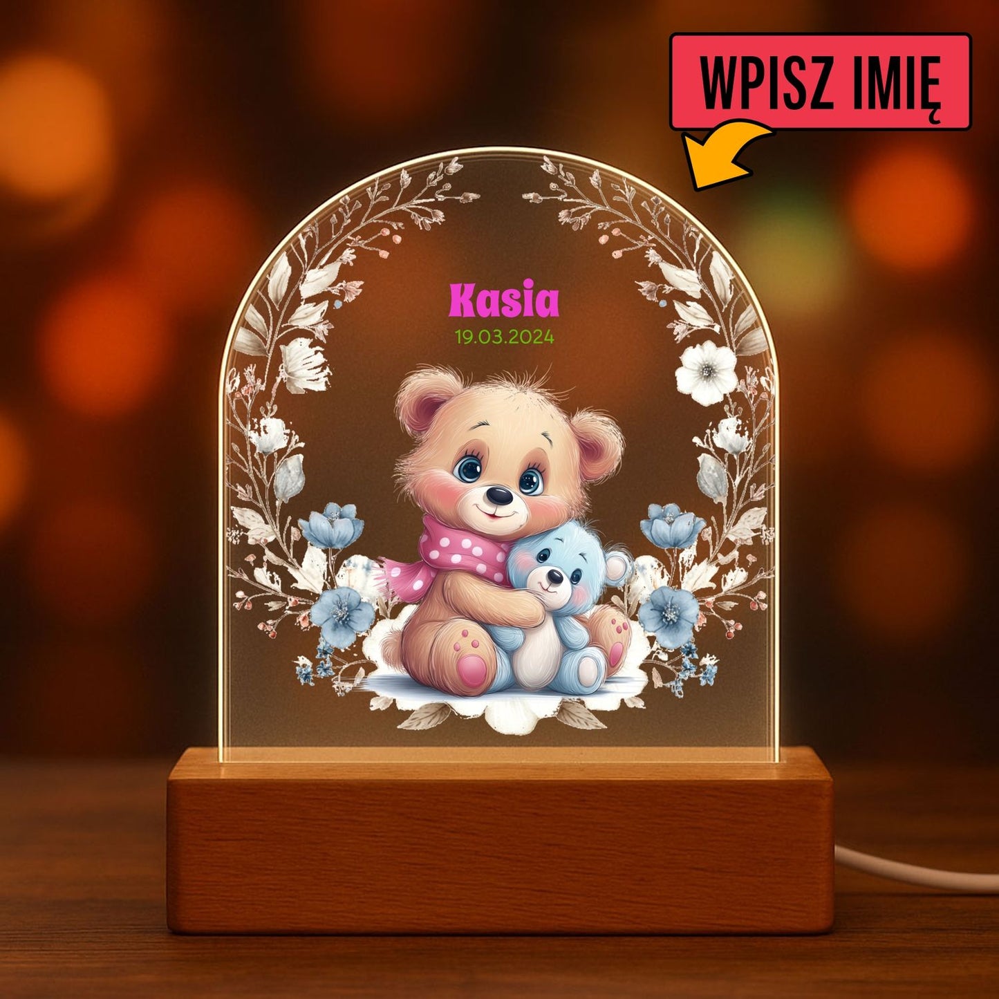 Personalizowana Akrylowa Lampka LED z Imieniem