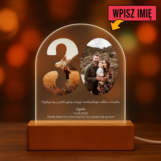 Lampka LED personalizowana – Prezent na 30 Rocznicę Ślubu