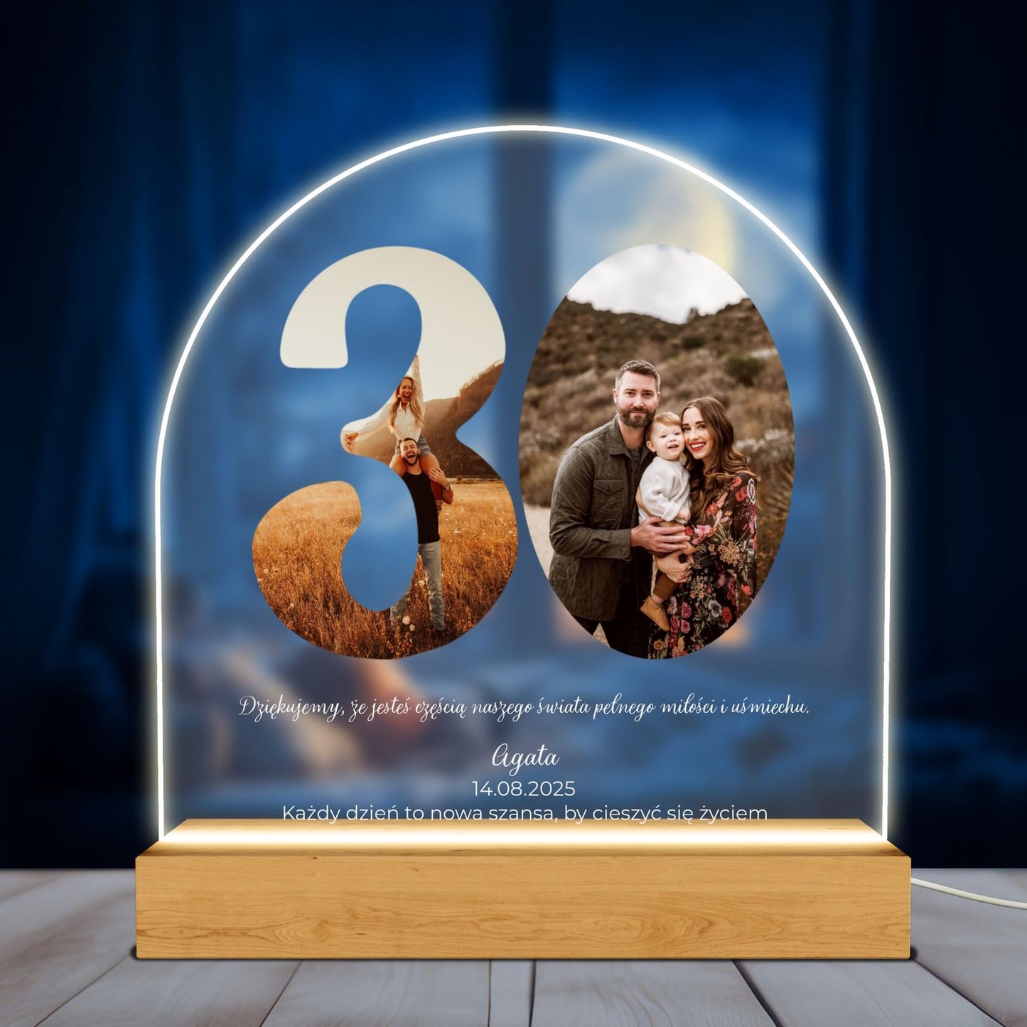 Lampka LED personalizowana – Prezent na 30 Rocznicę Ślubu