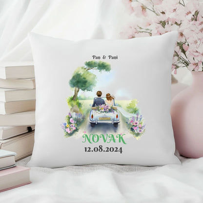 Poduszka Ślubna z Imionami i Datą – Personalizowany Prezent Dla Nowożeńców